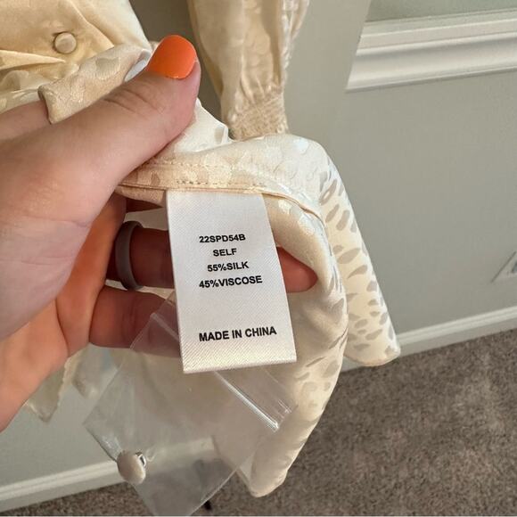 NWT Hunter Bell White Silk Joplin Mini Dress Powder Leopard Small - Picture 11 of 12